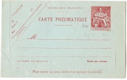 LBL31 - FRANCE CARTE LETTRE PNEUMATIQUE CHAPLAIN 30c NEUVE - Pneumatiques