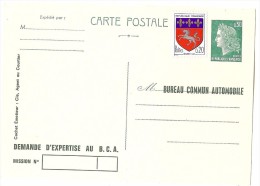 LBL31 EP CP CHEFFER 30c +TPM SAINT-LÔ  REPIQUAGE BUREAU COMMUN AUTOMOBILE NEUVE - Overprinter Postcards (before 1995)