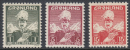 Greenland 1938 Definitives King Christian X. Mi 1-2, 5 MVLH/MNH - Unused Stamps