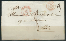 BELGIQUE 1855 Marque Postale Taxée Charleroy Pour Paris - Otros & Sin Clasificación