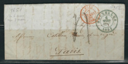 BELGIQUE 1851 Marque Postale Taxée Bruxelles Pour Paris - Otros & Sin Clasificación