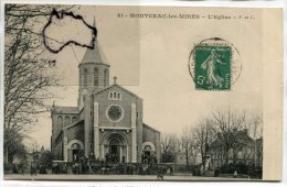 - 21 - MONTCEAU-les- MINES - ( S.-et-L. ), L'Eglise, Sortie De La Messe ?, Attelages, écrite En 1911, TBE, Scans. - Montceau Les Mines