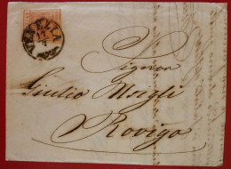 Lombardo Veneto 1862 Lettera Da Venezia (CO) A Rovigo- 15 C. Rosso I Emisssione II Tipo - Lombardo-Vénétie