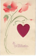 To My Valentine, Cloth Heart Hangs From Flower, C1900s/10s Vintage PFB #7221 Postcard - Valentinstag