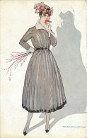 ELEGANTE DONNINA ANNUSA LA ROSA E PROIETTA OMBRA. ILLUSTRAZIONE DI TITO CORBELLA - 1917 - Corbella, T.