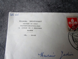 Lettre Journée Du Timbre Alger En Tete Marcel Savoyant Propriétaire Viticulteur A Alger - Cartas & Documentos