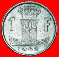 * OCCUPATION By GERMANY: BELGIUM ★ 1 FRANC 1942! LEOPOLD III (1934-1950) LOW START★ NO RESERVE! - 1 Frank