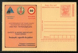 India 2008 Safety Is More Important Then Speed" Road Safety Traffic Sign Gandhi Post Card # 457 - Accidentes Y Seguridad Vial