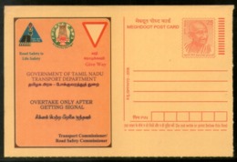India 2008 "Overtake Only After Getting Signal" Traffic Sign Road Safety Gandhi Meghdoot Post Card # 459 - Autres (Terre)