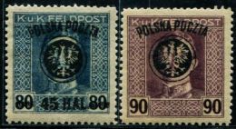 PS1191 Poland 1918-19 Austria Military Surcharged 2v MLH - Neufs