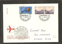 1954 Vol Zurich-Sao Paulo  Avec Paire De 40cs Outremer (Z44c) - First Flight Covers