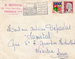 MARIANNE DE DECARIS 1960 -0,25F: Affranchissement LSI Pour Le Maroc (0,25F Decaris+0,05F Blason) Tarif Du 1/1/60 - 1960 Marianne Of Decaris