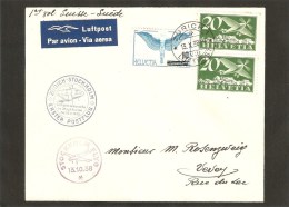 13.10.1938 Zurich-Stockholm - First Flight Covers