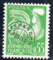 PREOBLITERE: 55c Vert-jaune "Coq Gaulois" N° Préo 122* - 1953-1960