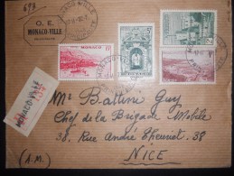 Monaco Lettre Recommande De Monaco Ville 1948 Pour Nice - Brieven En Documenten