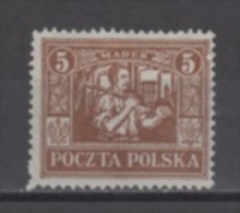 (4125) POLAND (UPPER SILESIA), 1922 (Miner, 5M., Yellow Brown). Mi # 12. MLH* Stamp - Slesia