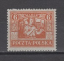 (4126) POLAND (UPPER SILESIA), 1922 (Miner, 6M., Red Orange). Mi # 13. MLH* Stamp - Schlesien