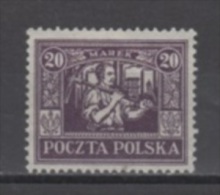 (4130) POLAND (UPPER SILESIA), 1922 (Miner, 20M., Deep Violet). Mi # 15. MLH* Stamp - Silezië