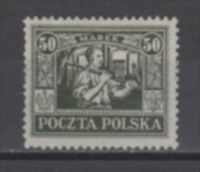 (4131) POLAND (UPPER SILESIA), 1922 (Miner, 50M., Olive Green). Mi # 16. MLH* Stamp - Schlesien