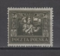 (4132) POLAND (UPPER SILESIA), 1922 (Miner, 50M., Olive Green). Mi # 16. Mint Hinged* Stamp - Schlesien