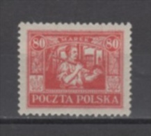 (4133) POLAND (UPPER SILESIA), 1923 (Miner, 80M., Vermilion). Mi # 17. Mint Hinged* Stamp - Slesia