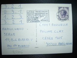CP POUR LA FRANCE TP RAINIER III 0,30 OBL.MEC.11-5-1973 MONTE-CARLO - Storia Postale