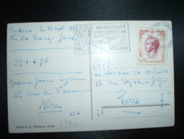 CP POUR LA FRANCE TP RAINIER III 0,50 OBL.MEC.18-10-1971 MONTE-CARLO - Storia Postale