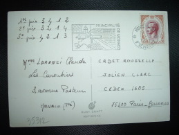 CP MARINA AMOUREUX POUR LA FRANCE TP RAINIER III 0,50 OBL.MEC.14-12-1972 MONTE-CARLO - Storia Postale