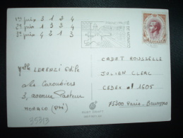 CP GEMA JEUNE FILLE POUR LA FRANCE TP RAINIER III 0,50 OBL.MEC.14-12-1972 MONTE-CARLO - Lettres & Documents