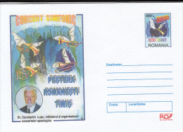 BATS, MUSIC CONCERT IN CAVES, COVER STATIONERY, ENTIER POSTAL, 2002, ROMANIA - Chauve-souris