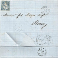 Faltbrief  Vallorbe - Biel - Bern            1865 - Briefe U. Dokumente