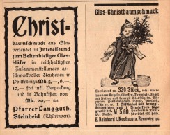 Original Werbung - 1901 - Pfarrer Langguth In Steinheid Und E. Reinhard I. Neuhaus A. Rennweg , Christbaumschmuck !!! - Decorazioni Natalizie