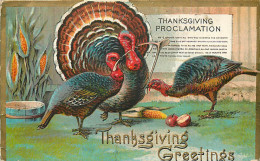 256001-Thanksgiving, Unknown No UP09-1, Thanksgiving Proclamation, Three Turkeys With Wishbone - Giorno Del Ringraziamento