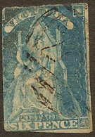 VICTORIA 1858 6d Pale Blue QV SG 73a U #NT157 - Oblitérés