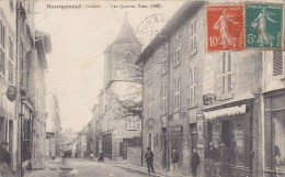 BOURGANEUF ( Creuse ) Les Quatres Rues Carte Peu Courante ( Magasin Imprimerie ... ) Circulée Timbrée 1929 - Bourganeuf