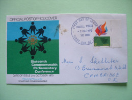 Australia 1970 FDC Cover To England - Democracy And Freedom Of Speech - Flame - Brieven En Documenten
