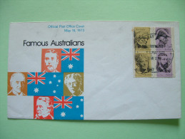 Australia 1973 FDC Cover - Famous Australians - Explorer Writer - Flags - Briefe U. Dokumente