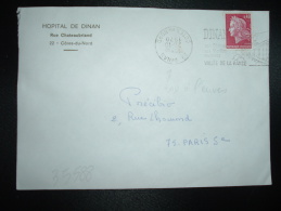 LETTRE TP MARIANNE DE CHEFFER 0,40 OBL.MEC. VARIETE 28-1-1970 DINAN (22 COTES DU NORD) HOPITAL DE DINAN - 1967-1970 Marianna Di Cheffer