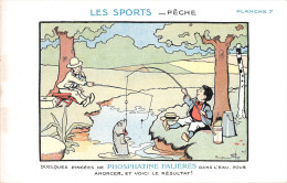 ¤¤  -    Illustrateur  " Bajamin RABIER "   -  Les Sports  -  Pêche  -  Pêcheur  -  Publicité " Phosphatine Falières ' - Rabier, B.