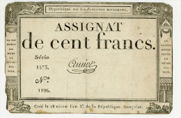 Assignat De  Cent Francs - Série 1573 N° 1196  -  TTB - 18 Nivose An 3 - Assegnati