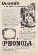 # PHONOLA TV TELEVISION ITALY 1950s Advert Pubblicità Publicitè Reklame Publicidad Radio TV Televisione - Fernsehgeräte
