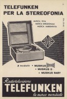 # TELEFUNKEN GIRADISCHI TURNTABLE ITALY 1950s Advert  Publicitè Reklame Drehscheibe Radio TV - Autres & Non Classés