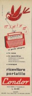 # CONDOR RADIO ITALY 1950s Advert Pubblicità Publicitè Reklame Drehscheibe Car Radio TV Television - Fernsehgeräte