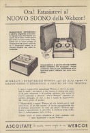 # WEBCOR RECORDER ITALY 1950s Advert Pubblicità Publicitè Reklame Drehscheibe Radio Television Televisore - Altri & Non Classificati