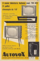 # AUTOVOX TV TELEVISION ITALY 1950s Advert Pubblicità Publicitè Reklame Publicidad Radio TV Televisione - Fernsehgeräte