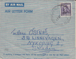 New Zealand By Air Mail Air Letter Form PAPATOETOE Auckland 1953 Cover Brief NYKÖBING Sweden 8d. GVI Stamp - Luchtpost