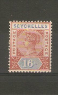 SEYCHELLES 1892 Die II 16c SG 14 Top Value Of The Set MOUNTED MINT Cat £48 - Seychelles (...-1976)