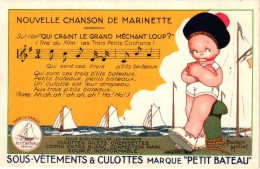 1 Postcard   Pub Petit Bateau  Underwear  Nouvelle Chanson De Marinette Sailor  Illustr Beatrice Mallet - Publicité