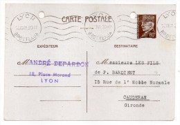 CP Pétain--Type Lemagny 80c Brun-rouge Sur N°CP 383--cachet Mécanique  LYON BROTTEAUX--69 - Cartes Postales Types Et TSC (avant 1995)
