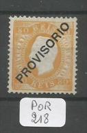 POR Afinsa  88 D. Luis I Surchargé PROVISORIO Bien Centré Papier Porcelana 12 1/2 (x) - Unused Stamps